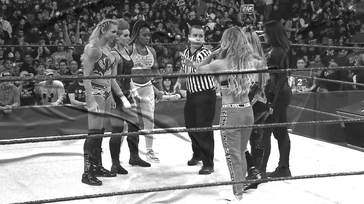 Charlotte Flair, Becky Lynch & Naomi vs. Carmella, Natalya & Tamina Snuka